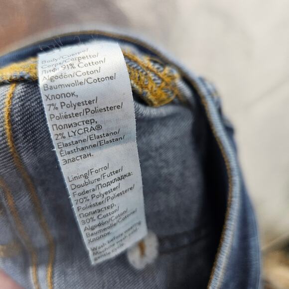 Spanx Pull On Flare Jeans Blue Dark Wash Stretch Bootcut High Rise Denim Size L - Picture 6 of 7